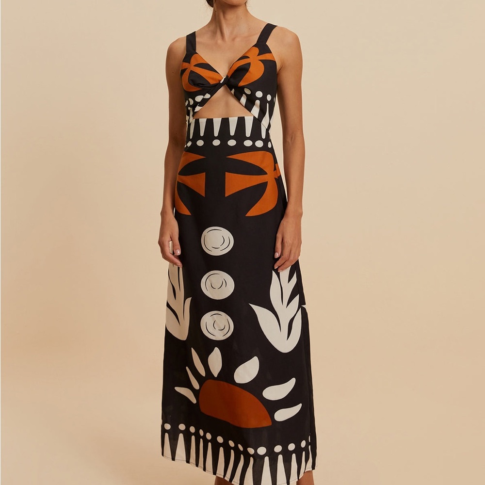 Elegant Black and Orange Maxi Dress